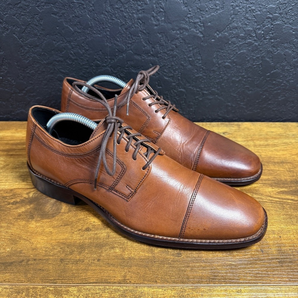 Johnston & Murphy J. Murphy 59-11566 Tan Leather Cap Toe Oxford Mens 9.5M‎
